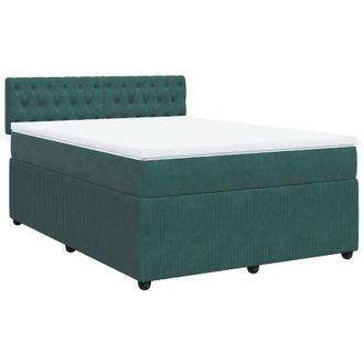vidaXL Cama Box Spring Con Colch&oacute;n Terciopelo Verde Oscuro 160x200 Cm Vidaxl