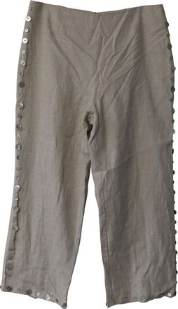 Staud Staud Ravella Pants with Button Details in Beige Linen