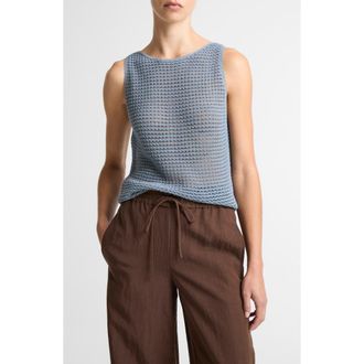 Vince Cotton Blend Cord Openwork Tank in Lagoon at Nordstrom, Size X-Small