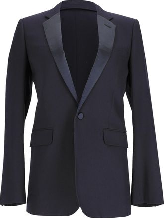 Saint Laurent Saint Laurent single-breasted blazer in marineblauwe wol