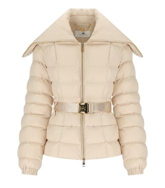 Elisabetta Franchi Cream Belted Padded Jacket