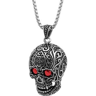 Steeltime Mens Stainless Steel Skull Pendant Necklace in Silver at Nordstrom Rack