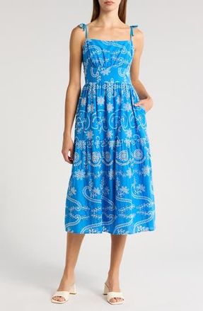 Julia Jordan Cotton Eyelet Sundress in Blue/Ivory at Nordstrom Rack, Size 10