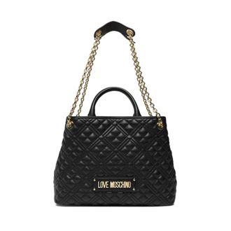 Moschino Tassen, Dames, Zwart, ONE Size, Zwarte Polyurethaan Handtas voor Dames