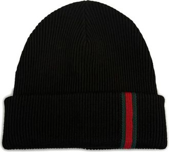Gucci Web Stripe Ribbed Beanie