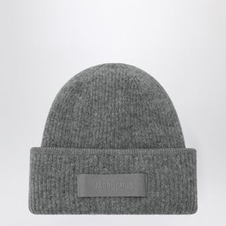 Jacquemus Grey Ribbed Wool Blend Beanie