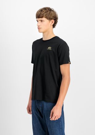 Alpha Industries T-Shirt ALPHA INDUSTRIES Basic T-Shirt SL TPU, Herren, Gr. XXL, schwarz (schwarz, shiny gold), Obermaterial: 100% Baumwolle, Shirts T-Shirt