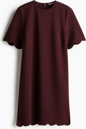 H&M Kleid mit Wellenkanten - Weinrot