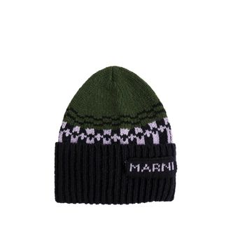Marni Geometric Motif Wool Beanie