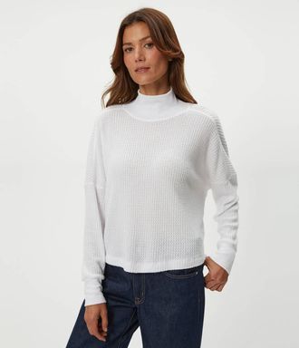 Michael Stars Wynn Mock Neck Long Sleeve Top In White