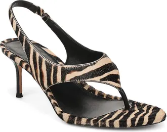 Veronica Beard Talon Slingback Thong Sandal in Ziger Brown Calf Hair at Nordstrom, Size 8.5