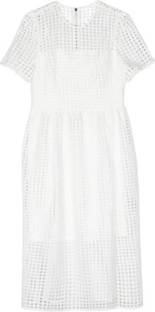 DKNY Kant Juweel Hals Midi Jurk Beige - Dames - Casual kleedjes - Wit - XL - Polyester - Kleedjes