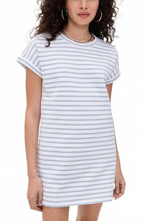 Splendid Cassie Terry Stripe Mini Dress In White/seaport