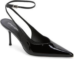Jeffrey Campbell Executive Ankle Strap Pointed Toe Slingback Pump in Black Patent at Nordstrom Rack, Size 8.5