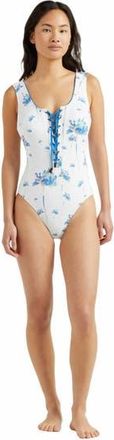 Vilebrequin Womens Herbier Shiny Jersey Lace-Up One-Piece Swimsuit in Off-White at Nordstrom, Size Medium