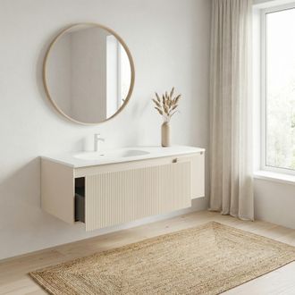 Puma Naturel - Mueble De Ba&ntilde;o Austen 120x35x52 Cm + Encimera Lavabo M&aacute;rmol Fundido, Beige Mate (austen120bg)