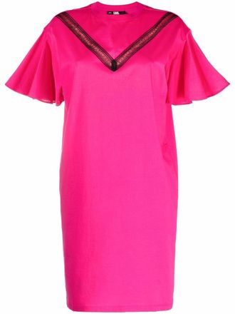 Karl Lagerfeld Abito con inserti in pizzo - Rosa