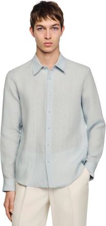 Sandro Linen shirt in Sky Blue at Nordstrom, Size Xx-Large