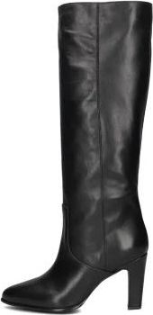 Notre-V Elegante Zwarte Leren Laarzen - Dames - Laarzen met Hak - Zwart - 38 EU - Wol - Schoenen
