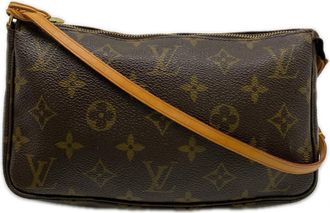 Louis Vuitton Brown Coated Canvas Leather Pochette Pouch (Pre-Owned)