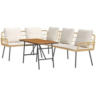 vidaXL Conjunto De Sof&aacute; De Jard&iacute;n 2 Pcs Natural Rat&aacute;n Sint&eacute;tico Vidaxl