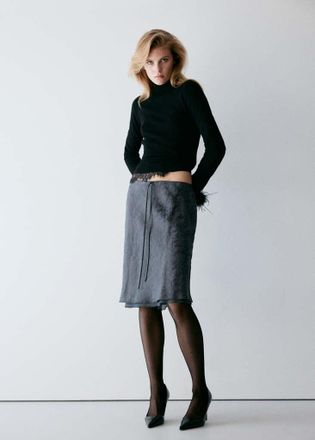 Mango Gonna midi jacquard grigio - Donna - XS - MANGO