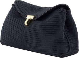 Toteme Womens Canvas T-Lock Clutch Black