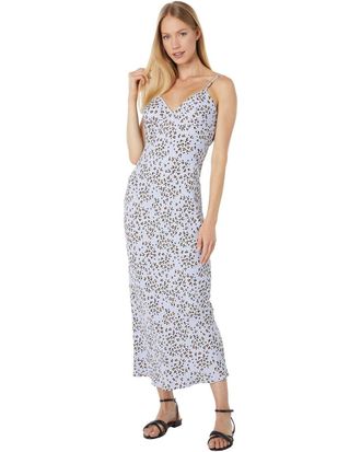 Lost + Wander Lost + Wander Wild Thing Bias Dress Womens S Blue Leopard Print Sheath JDM1139