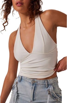 Free People Still Here Ruched Halter Top in Ivory at Nordstrom, Size X-Small