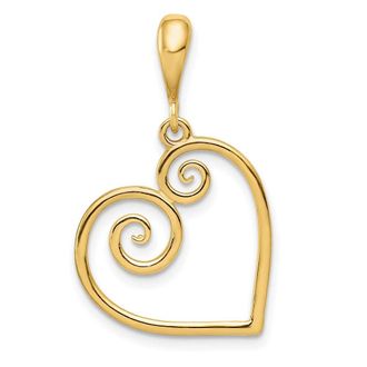 Diamond2Deal 14k Yellow Gold Polished Swirl Heart Pendant