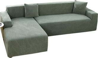 No Brand Funda Impermeable Para Sof&aacute; (por Secci&oacute;n) - Estampado Jacquard De Hojas Verde Hierba - 4 Plazas 235-300 Cm - 1 Pieza