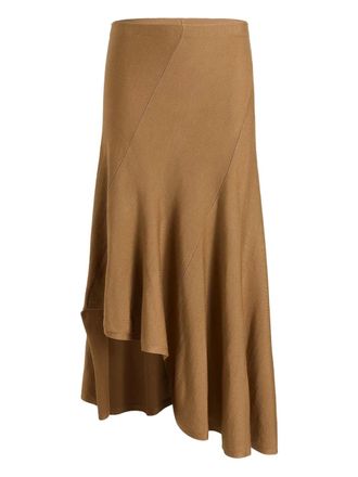 Khaite Miranda ssymmetric skirt - women - Merino/Viscose/Polyamide/Polyester - M - Brown