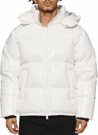 Purple Nylon Down Puffer Jacket In Snow White