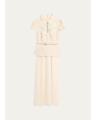 Self Portrait Lace Boucle Midi Dress