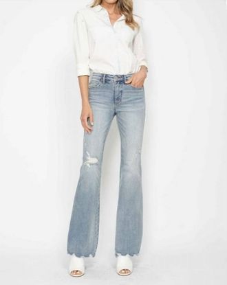 Judy Blue Mid Rise Tummy Control Flare Jeans In Denim Blue