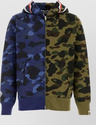 A Bathing Ape split camo cotton shark hooded sweatshirt