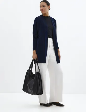 Contemporaine Womens Flowy knit long open Cardigan Sweater