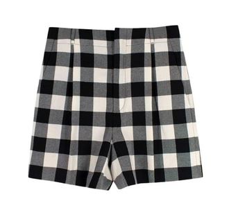 Dior Black and White Gingham High Waisted Wool Shorts Size XS