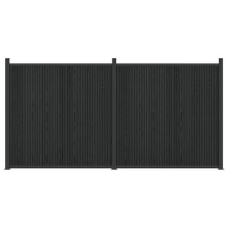 vidaXL Panel De Valla 2 Pcs Wpc Y Aluminio Negro Vidaxl