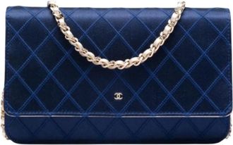 Chanel Pre-owned Wallet on Chain - Dames - Vintage Mini Tas - Blauw - ONE Size - Leer - Vintage