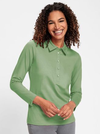 Casual Looks Poloshirt CASUAL LOOKS Poloshirt, Damen, Gr. 36, gr&uuml;n (eucalyptus), 95% Baumwolle, 5% Elasthan, unifarben, Shirts Poloshirt