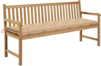 vidaXL Banco De Jard&iacute;n Madera Maciza De Teca Con Coj&iacute;n Beige 175 Cm Vidaxl