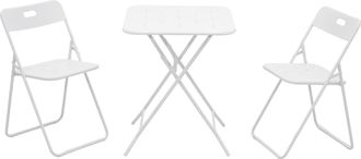 STILVORA Set Tavolo E Sedie Da Giardino Con 1 Tavolo Pieghevole E 2 Sedie Pieghevoli, Per 2 Persone, Acciaio, Bianco