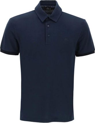 Etro Pegasus Logo Polo Shirt - Heren - Polos - Blauw - M - Katoen - Tops