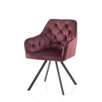 Aquadesign Set de 2 sillones de terciopelo rojo merlot