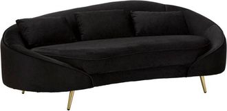 Dmora Divano fisso 3 posti Pace, Sofà dritto, Divanetto per salotto, Poltrona matrimoniale con contenitore, 185x84 h68 cm, Nero e Oro - Dmora