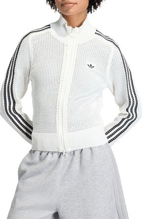 adidas Originals Open Knit Track Jacket in Off White at Nordstrom, Size X-Small