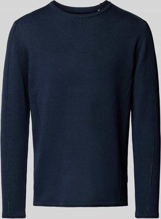 Gabba Regular Fit Strickpullover aus Leinen-Baumwoll-Mix in Marine, Gr&ouml;&szlig;e S