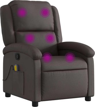vidaXL Vidaxl - Sill&oacute;n De Masaje El&eacute;ctrico Cuero Aut&eacute;ntico Marr&oacute;n Oscuro