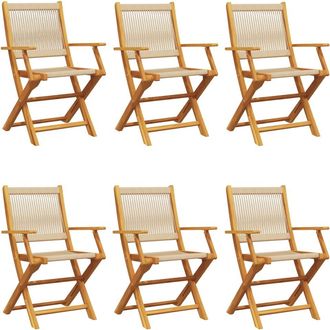 vidaXL Sillas De Jard&iacute;n Plegables 6 Uds Madera Maciza Acacia Beige Vidaxl